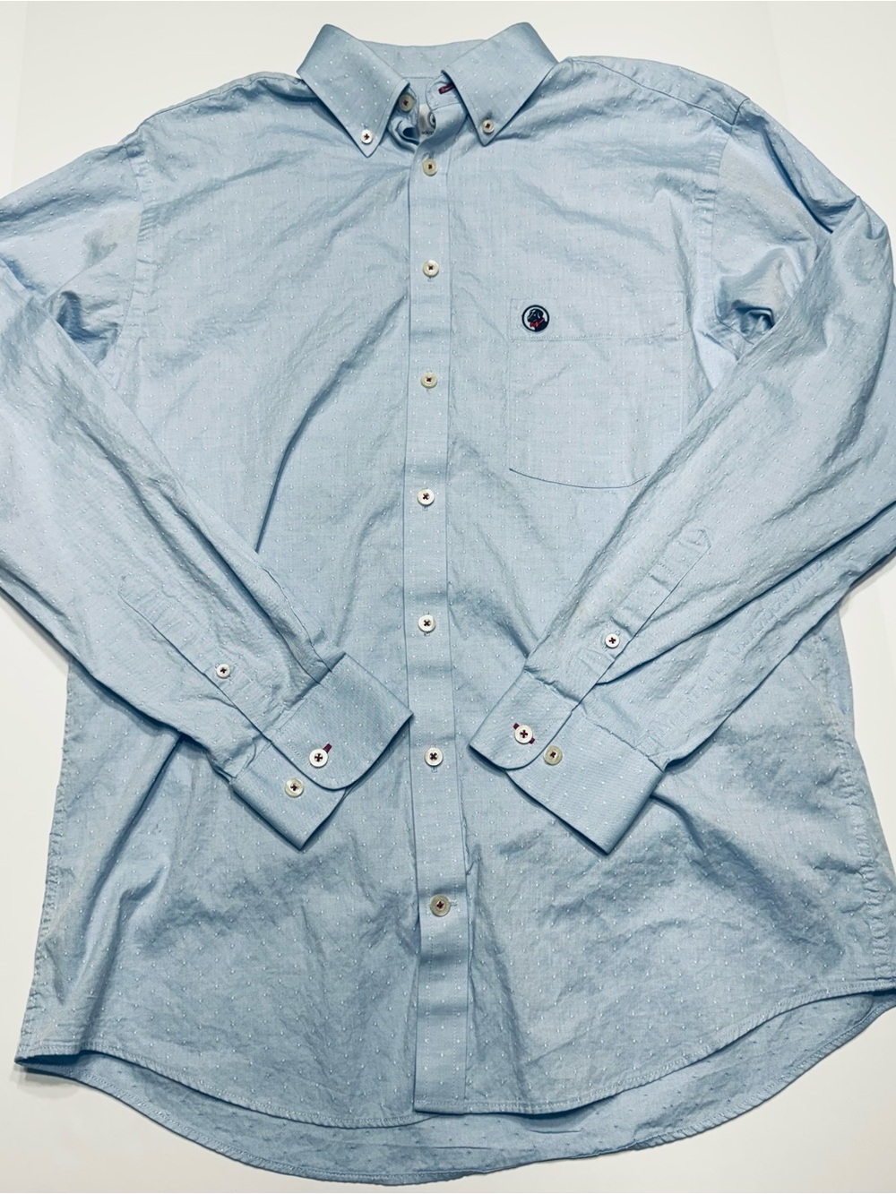 Southern Proper Light Blue Button-Down with Dot Texture